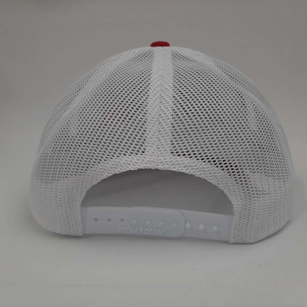 Bush Hog Patch Richardson 112 Trucker Mesh Snapback Cap Hat Red White - Picture 4 of 4